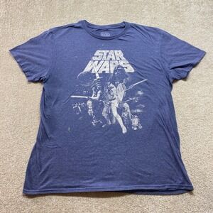 Mad‎ Engine Star Wars Shirt Men Large Blue Darth Vader R2D2 Graphic Tee